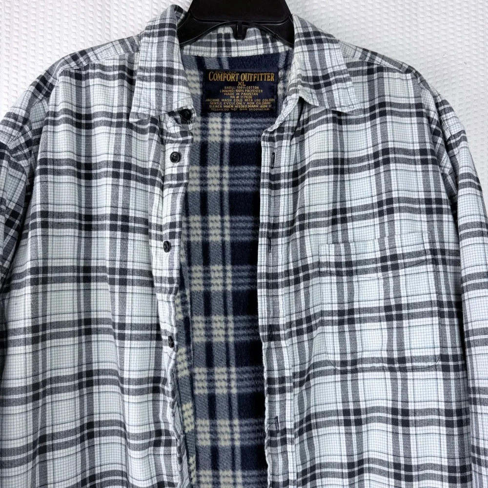 Comfort Outfitters Mens Cotton‎ XL Flannel Lined Plaid Shirt Jacket Long Sleeve